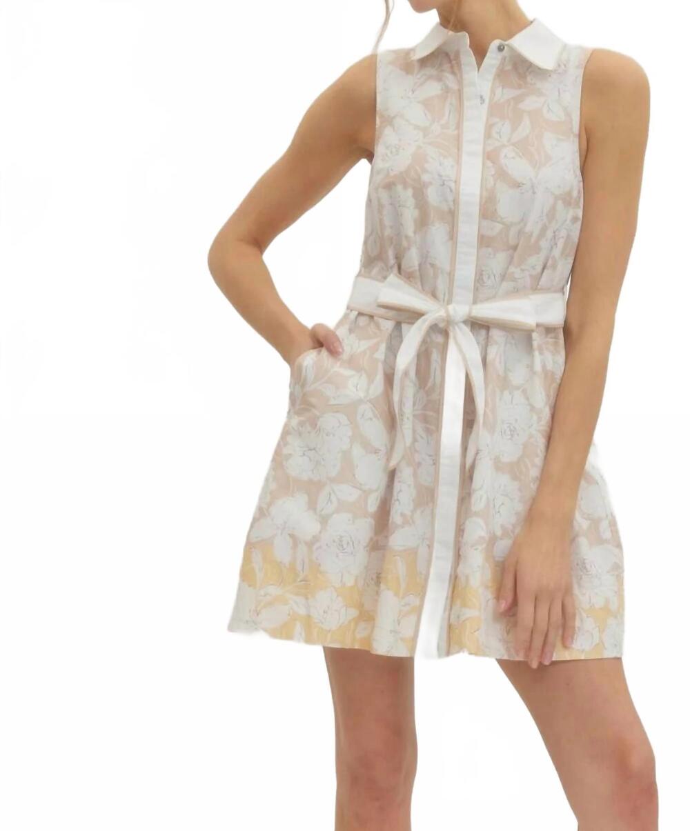 NEW ENTRO latte floral dress in white/ beige